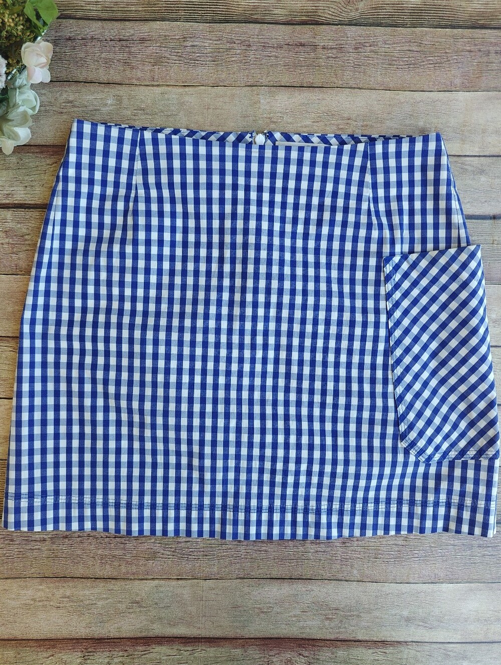 Tory Burch Sport Blue and White Gingham Mini Skirt Size Medium